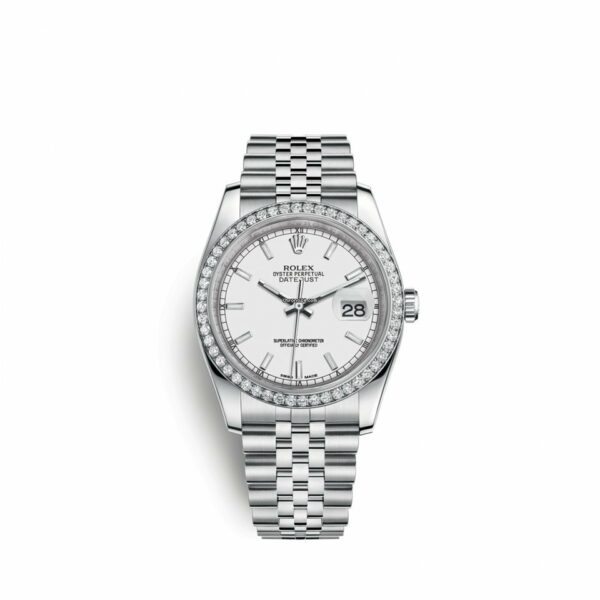 Relógio falsificado Rolex Datejust 36 36mm aço inoxidável e ouro branco 18k 116244-0064 tamanho médio