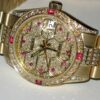 Réplica de luxo Rolex Datejust tamanho médio 31 mm President 18k ouro maciço diamante