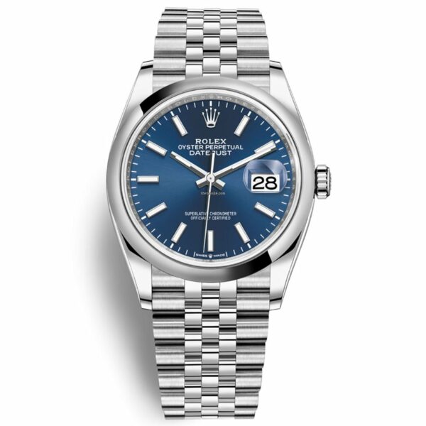 Compre Rolex 126200 Datejust falso 36 mm mostrador azul pulseira de aço Jubilee