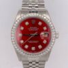 Melhor Réplica Rolex Datejust 36mm Aço Inoxidável Custom Diamond Bezel Red Diamond Dial 16030