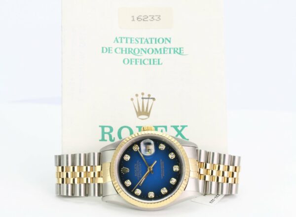 Melhor Réplica Rolex Datejust 16233 Azul Vinheta Diamante Dois Tons