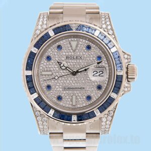 Rolex Submariner 40mm 116659 Masculino Pulseira Ostra Tom Prata