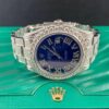 Compre relógio falso Rolex Datejust 41 mm de aço gelado com diamantes genuínos de 12 quilates