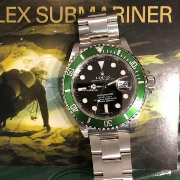 Réplica da Suíça Rolex Submariner Data Moldura Verde Nº 2005 Adesivos Completos