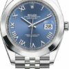 Réplica de qualidade Rolex Datejust 41mm aço inoxidável 126300 azul jubileu romano