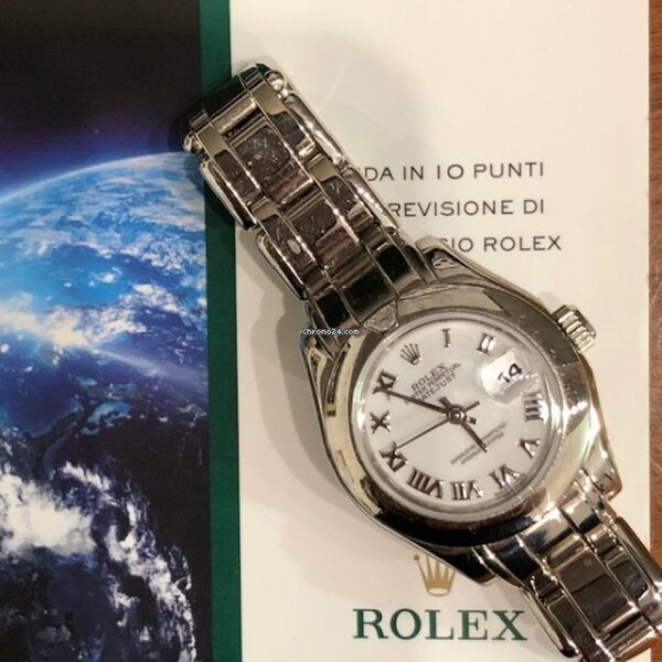 Réplica de luxo Rolex Pearlmaster ref. 69329 Ouro branco