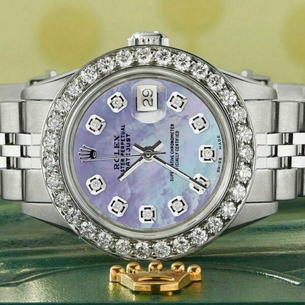 Réplique pas cher Rolex Datejust Steel 26mm Jubilee Watch Purple Mop 1.3ct Diamond Bezel & Dial