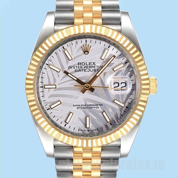 Rolex Datejust 41mm Masculino 126233 Mostrador com motivo de palma prateado