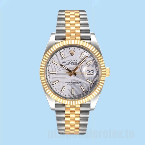 Rolex Datejust 41mm Masculino 126233 Mostrador com motivo de palma prateado - Image 2