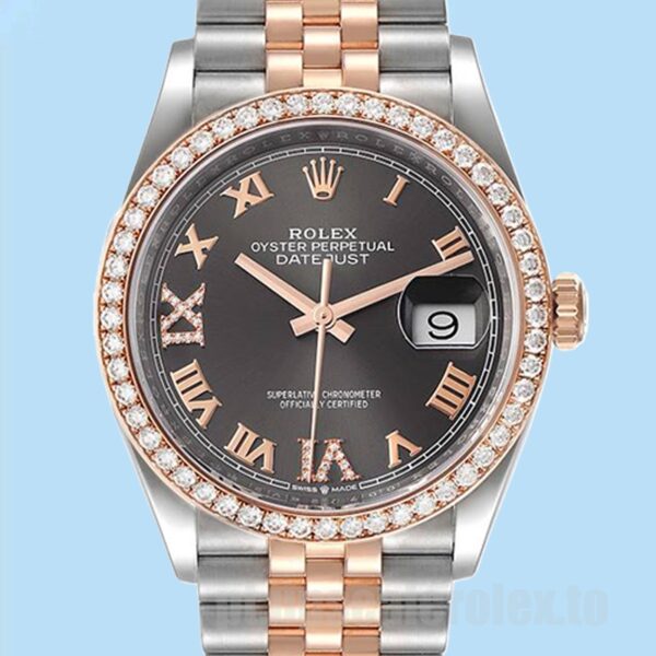 Rolex Datejust m126281rbr-0011 Masculino 36mm Pulseira Jubileu Tom Prata