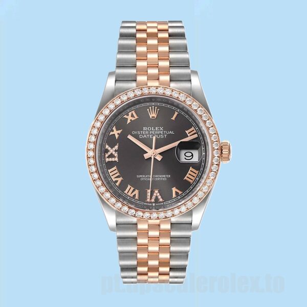 Rolex Datejust m126281rbr-0011 Masculino 36mm Pulseira Jubileu Tom Prata - Image 2