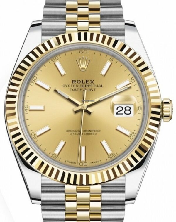 Compre Rolex Datejust 41 mm Two Tone Champagne Stick Jubilee 126333 nunca usado