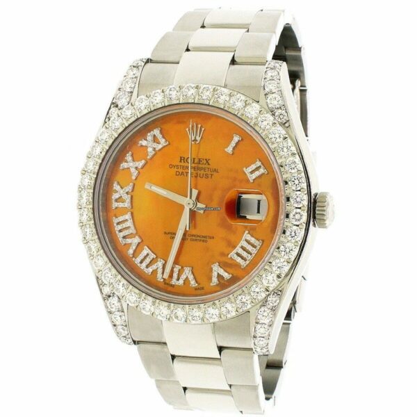 Réplica Suíça Rolex Datejust Ii Aço 41mm Diamantes Anse Mop Moldura Mostrador Romano 116300 Caixa de Papéis