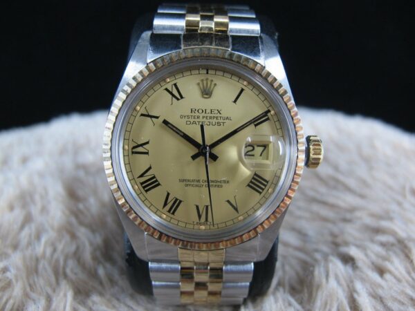 Réplica de qualidade Rolex Datejust 16013 2 tons SS/18k original Buckley mostrador em ouro (sem polimento)