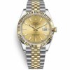 Réplica Rolex Datejust 41mm Pulseira Jubileu Suíço em Aço e Ouro Amarelo com Mostrador Champanhe 126333