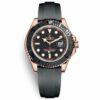 Réplica Rolex Suíço 126655 Yacht-master 40mm Mostrador Preto Rosa Ouro Pulseira de Borracha