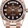 Réplica de qualidade Rolex Day-date 36mm Everose Gold 128235 Graduado Brown Diamond