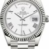 Relógio falso Rolex Day-date 40mm ouro branco 228239 romano branco