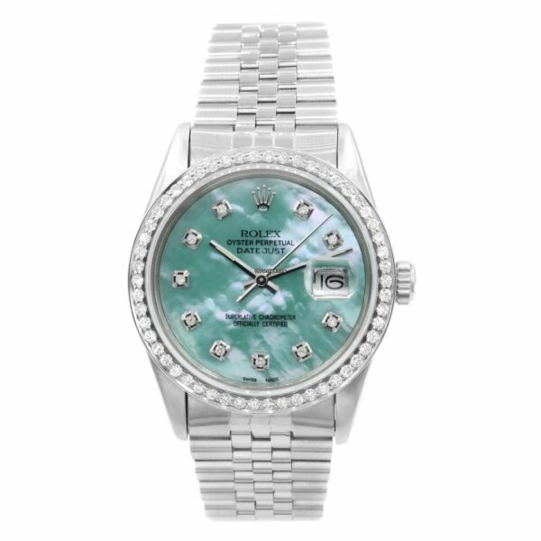 Réplica de qualidade Rolex Datejust Teal Mop personalizado mostrador diamante moldura Vs1 1.15ct