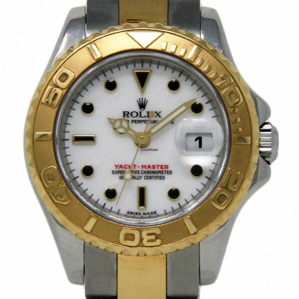 Réplica Suíça Rolex Yacht-master 169623 29mm Senhoras Aço Branco Ouro 2006 1 Ano de Garantia #396