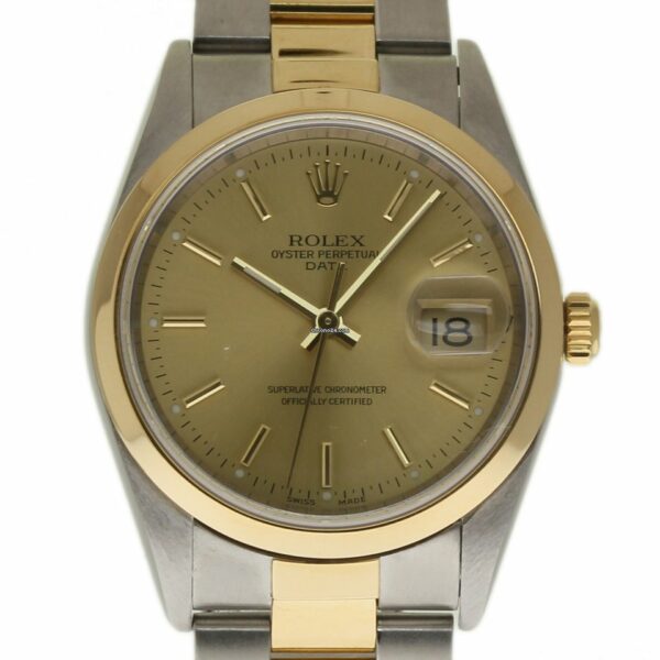 Réplica Rolex Swiss Date 15203 34mm Aço Ouro Amarelo Champanhe 2000 Caixa/Cartão/Garantia #287-1