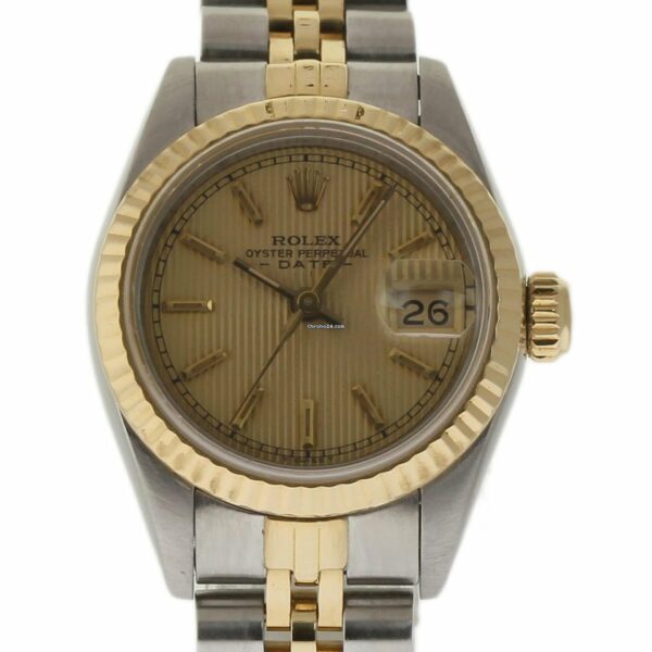 Réplique Rolex Suisse Data 69173 26mm Lady Steel Gold Jubilee Champagne 1984 1 ano de garantia # i1094