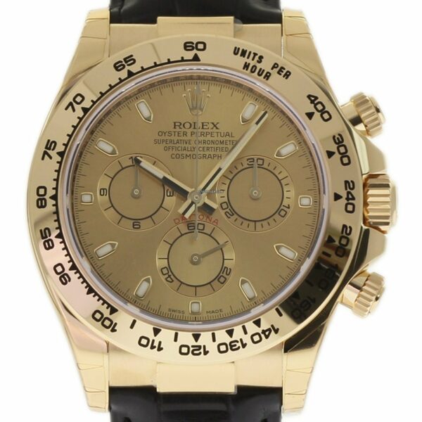 Falso Rolex New Daytona 116518 Ouro Amarelo Champagne Caixa de Couro Garantia de Papel #rl356