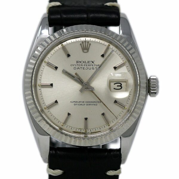 Réplica barata Rolex Datejust 1601 36mm aço inoxidável couro prata automático 1yrwty #584-1