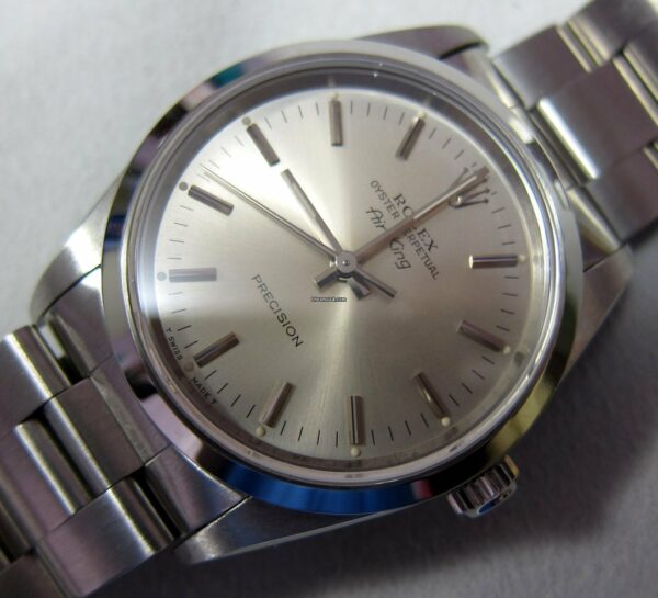 Réplica de qualidade Rolex Perpetual Air King SS Bege Dial Satin King 14000