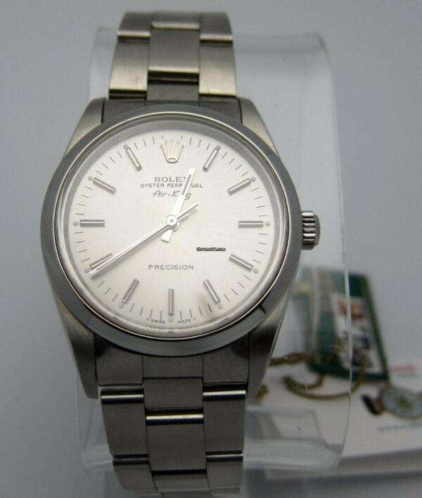 Réplica de qualidade Rolex Air King 14000 Ss Mostrador Prata Raro