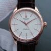 Réplica suíça Rolex Mk Cellini Time 50505 Rg mostrador branco pulseira de couro A3132
