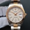 Réplica Rolex Swiss Date Just Ii 41mm Ss/yg Mostrador Branco Lumed Marcador Ss/yg Correia A3136