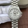 Falso relógio Rolex Datejust 28mm diamantes moldura mostrador branco diamantes Roma marcadores pulseira A2236