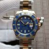 Relógio falso Rolex Submariner 116613 Noob Yg com mostrador azul Ss Yg pulseira A3135