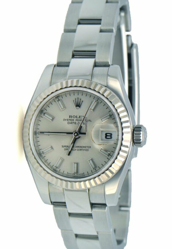 Falso Rolex Ladies Datejust 18k com moldura canelada Oyster Strap New Styl