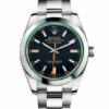 Réplica de qualidade Rolex 116400gv Milgauss Cristal Verde Gv-116400gv Mostrador Preto