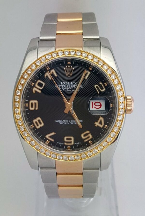 Melhor Réplica Rolex Datejust 36mm Dois Tons Aftermarket Diamante Bezel Ref: 116201