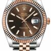 Réplica Rolex Datejust Swiss 41mm Aço e Ouro Everose 126331 Chocolate Index Jubileu