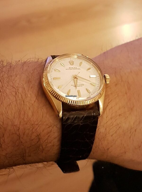 Réplica de luxo Rolex Oyster Perpetual Chronometer Ouro 18K patente + Vintage