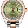 Comprar Rolex Lady Datejust falsificado 28mm Aço Inoxidável e Ouro Everose 279161 Ostra Diamante Verde-oliva