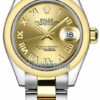 Melhor Réplica Rolex Lady Datejust 28mm Aço Inoxidável e Ouro Amarelo 279163 Champanhe Ostra Romana