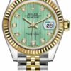 Réplica Suíça Rolex Lady Datejust 28mm Aço e Ouro Amarelo 279173 Verde Menta Jubileu de Diamante