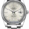 Réplica de luxo Rolex Datejust 41mm aço inoxidável 126334 Silver Index Oyster