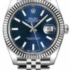 Réplica de luxo Rolex Datejust 41mm aço inoxidável 126334 índices jubileu azul