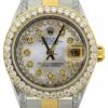 Réplica de qualidade Rolex Datejust 26mm feminino branco madrepérola mostrador dourado e pulseira de aço inoxidável