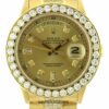 Comprar pulseira de ouro amarelo 18k falso Rolex Day-date masculino 36mm mostrador personalizado