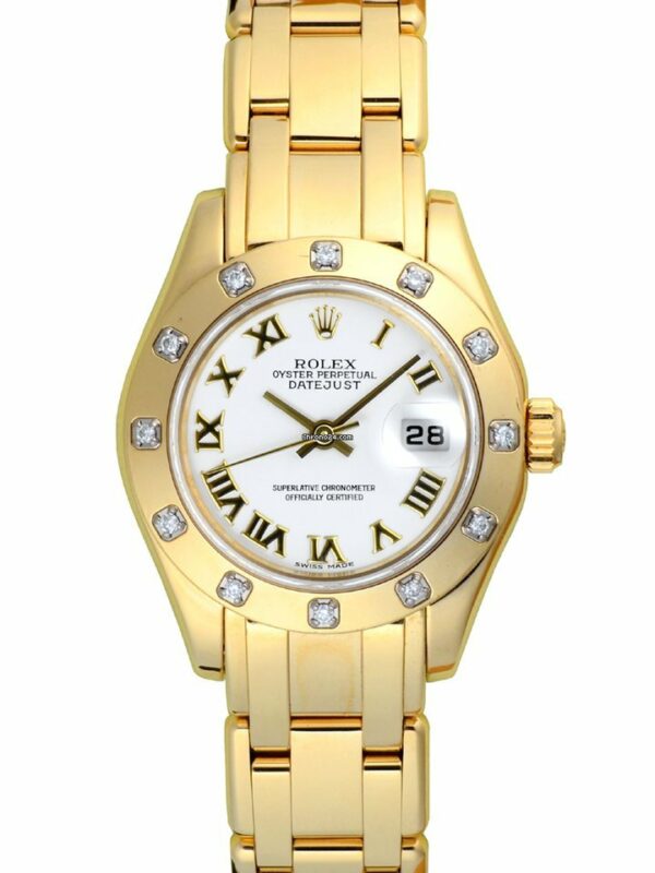 Réplica de qualidade Rolex Lady-datejust Pearlmaster em ouro maciço 18K com diamantes automáticos