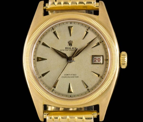 Réplica Rolex Ouro Amarelo Suíço Meia Bolha Traseira Rara Ostra Perpétua Vintage 6105
