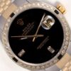 Relógio masculino Rolex falso Datejust dois tons 36mm 18k safira diamante moldura-ônix mostrador baguete