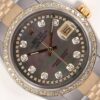 Réplica de qualidade Rolex Mens Datejust 36mm dois tons 18k diamante bisel-preto mop corda diamante mostrador